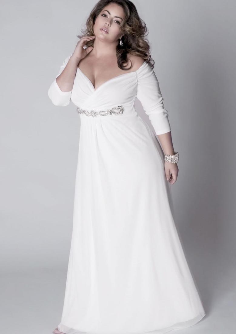 white plus size evening dress