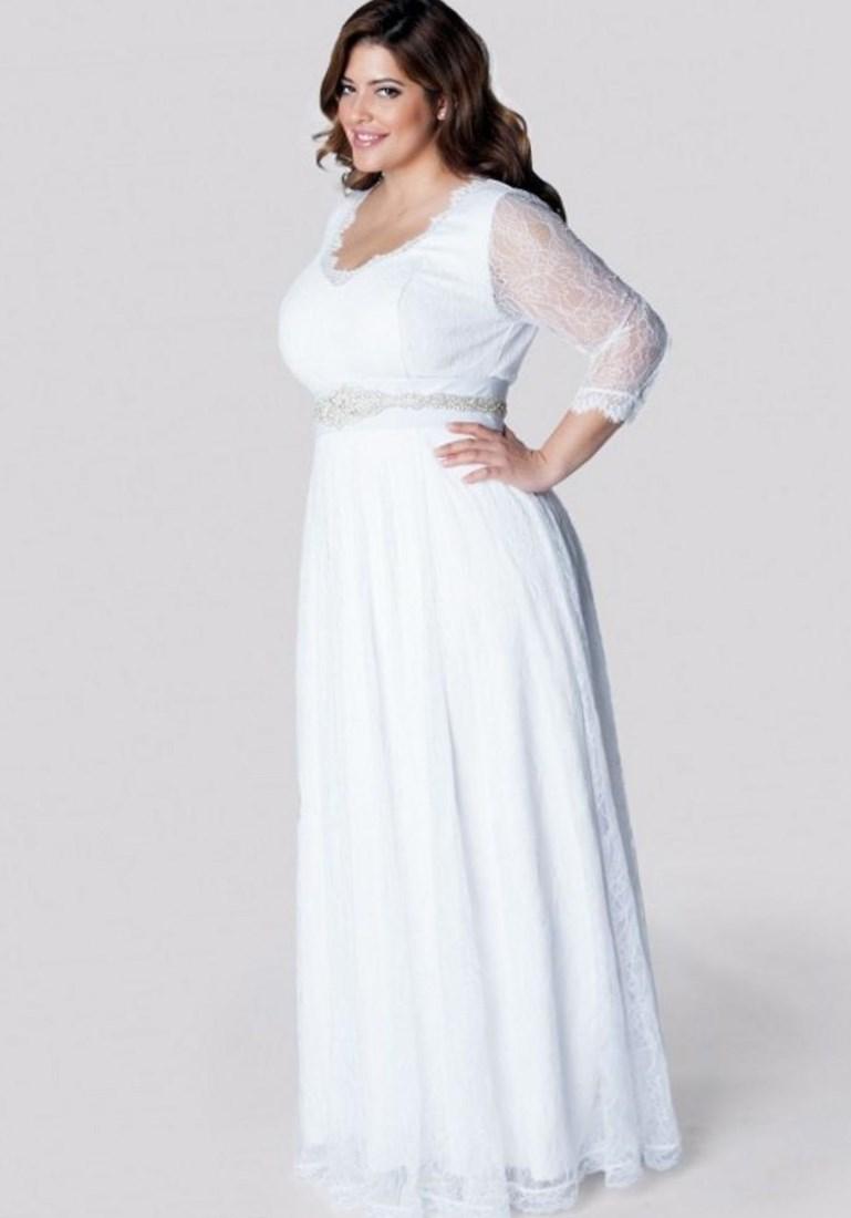 Plus Size White Long Sleeve Dress Pluslook Eu Collection