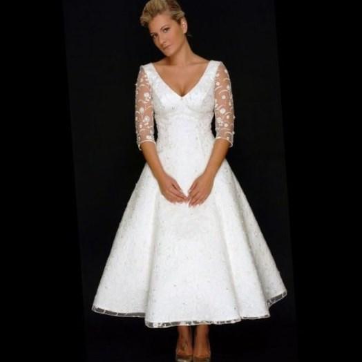 ankle length wedding dresses for older brides