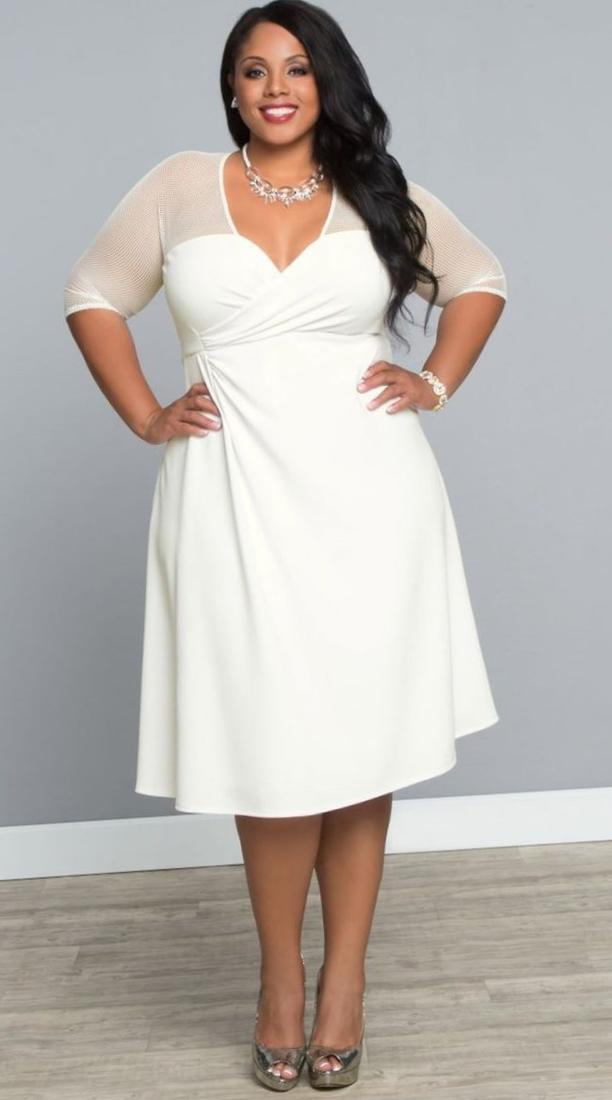 semi formal white dresses plus size