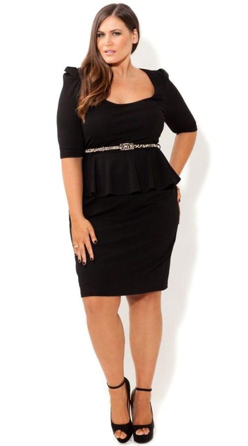 Peplum plus size dress: Chic and stylish completed with leather