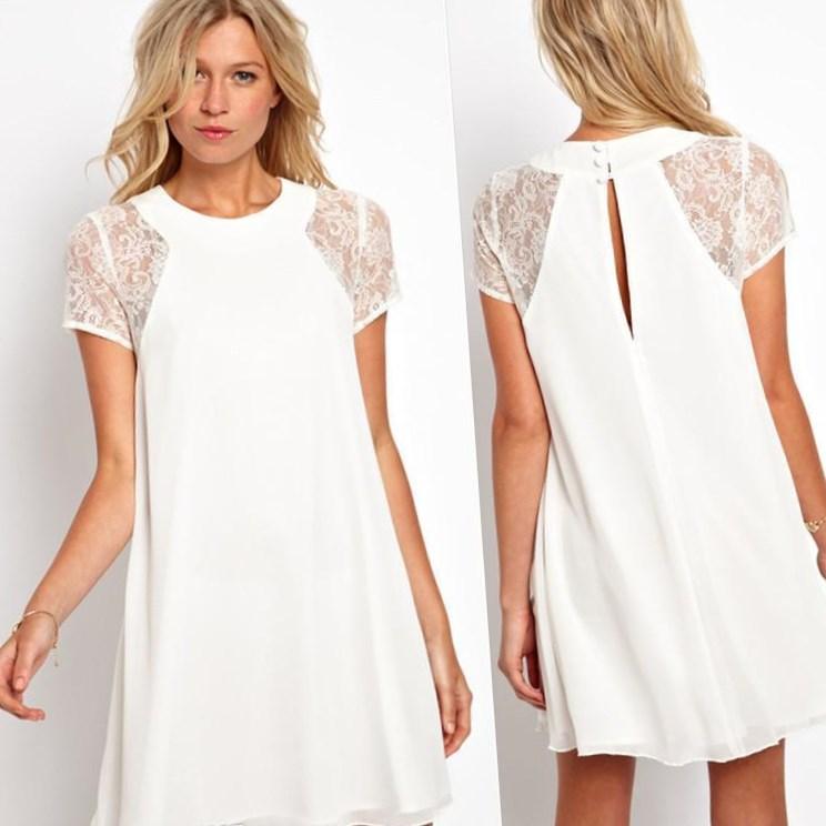 White chiffon dress plus size - PlusLook.eu Collection