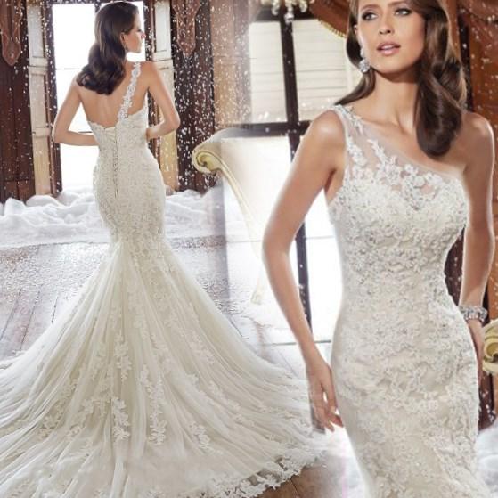 One shoulder plus size wedding dress - PlusLook.eu Collection