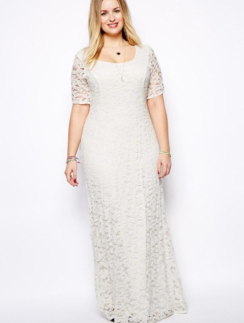 Plus size white chiffon maxi dress - PlusLook.eu Collection