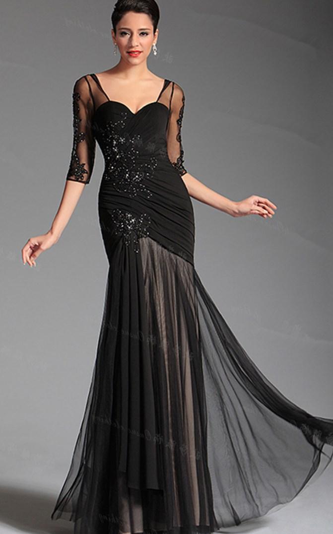 black long lace dress