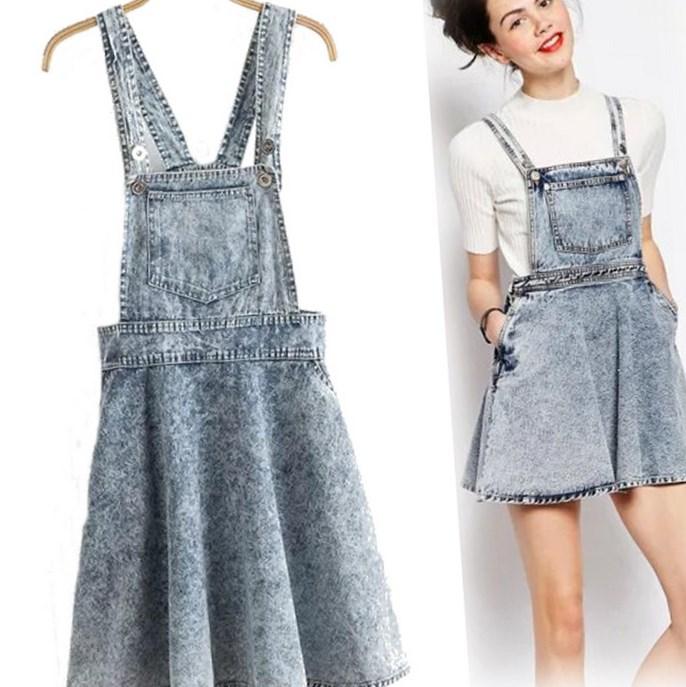 plus size black denim pinafore dress