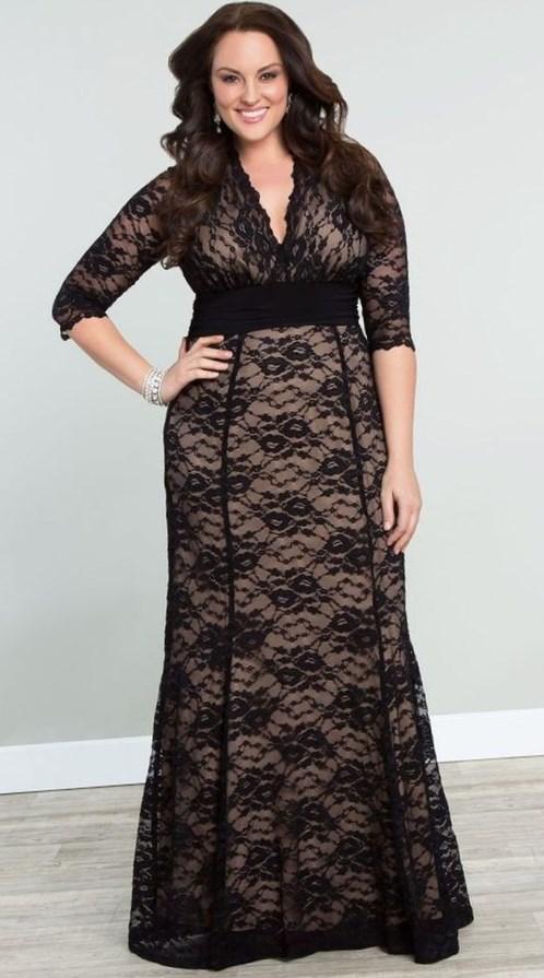 Long black lace dress plus size - PlusLook.eu Collection