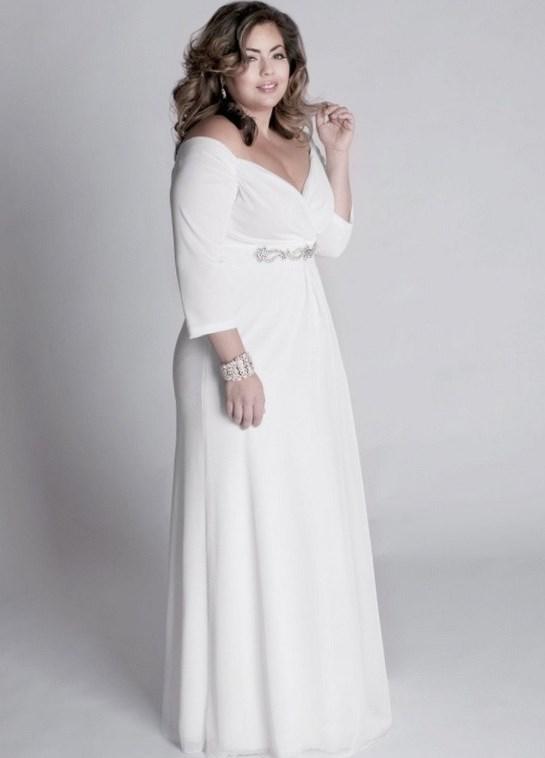 White chiffon dress plus size - PlusLook.eu Collection