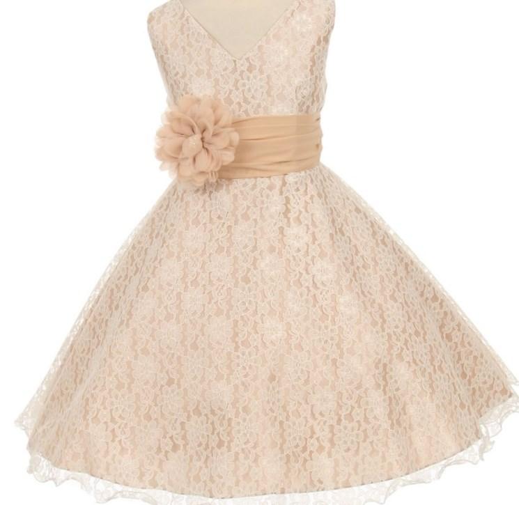 Rachel : Plus Size Girls Special Occasion Dress in Peachy Tan
