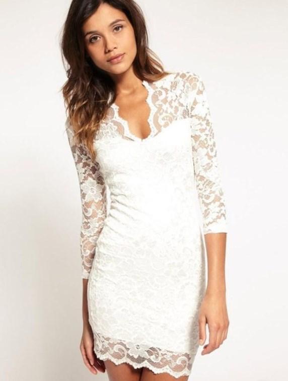 Plus size white long sleeve dress - PlusLook.eu Collection