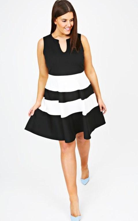 Plus size black and white striped dress - PlusLook.eu Collection