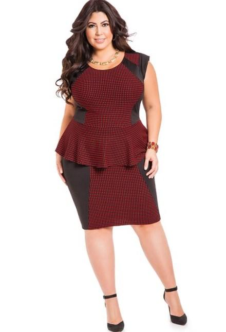 Peplum plus size dress: Chic and stylish completed with leather