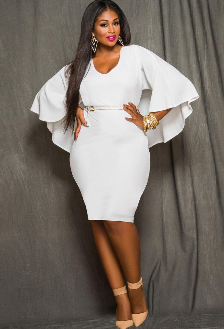 Plus Size All White Party Dresses Pluslookeu Collection 4252