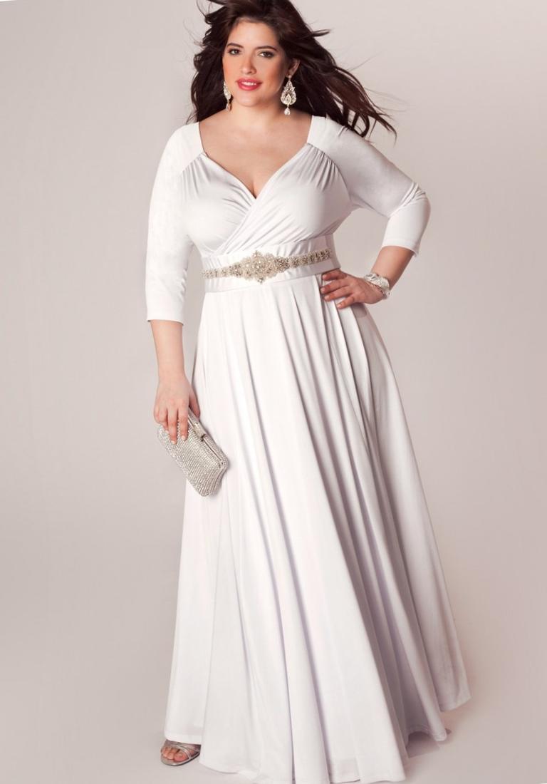 white formal dress for chubby