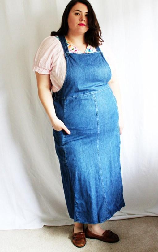 Plus Size - Vintage Denim Jumper Dress (Size 20P)