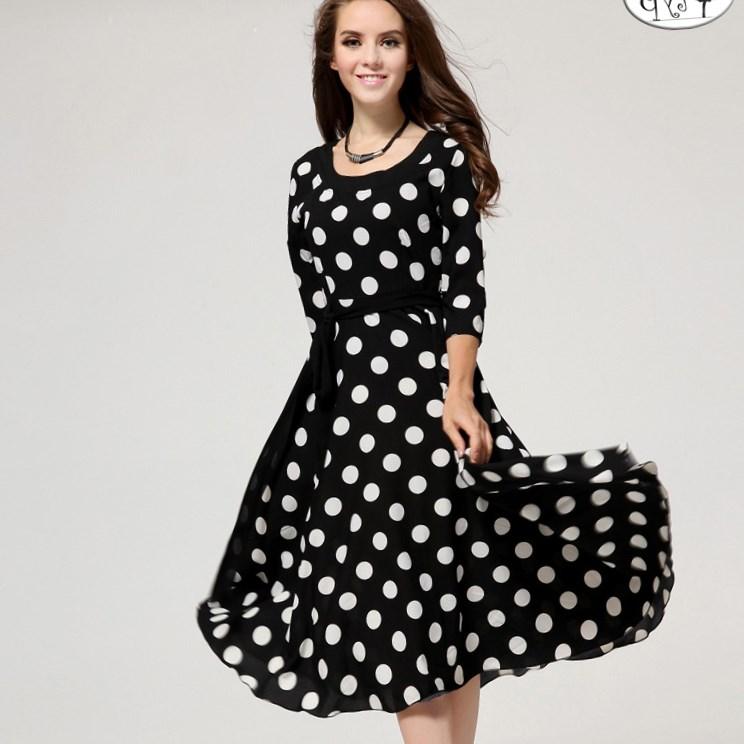 Plus size black and white polka dot dress - PlusLook.eu Collection
