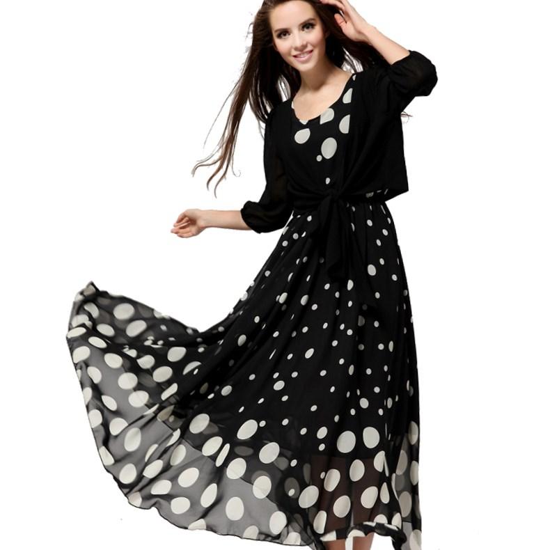 Plus size black and white polka dot dress - PlusLook.eu Collection