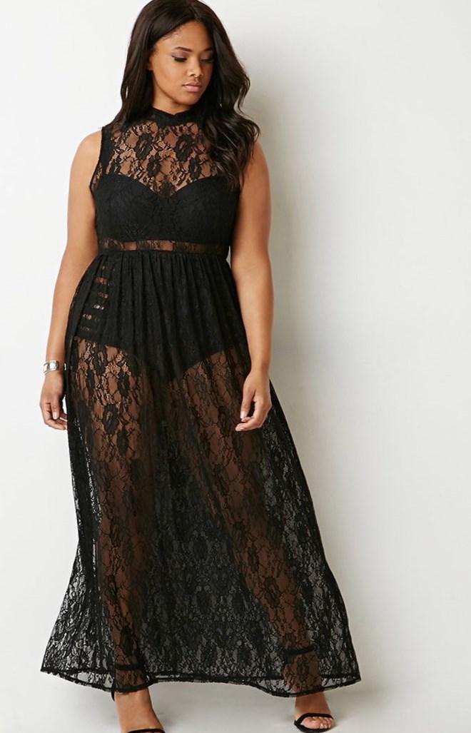 plus size sheer lace dress