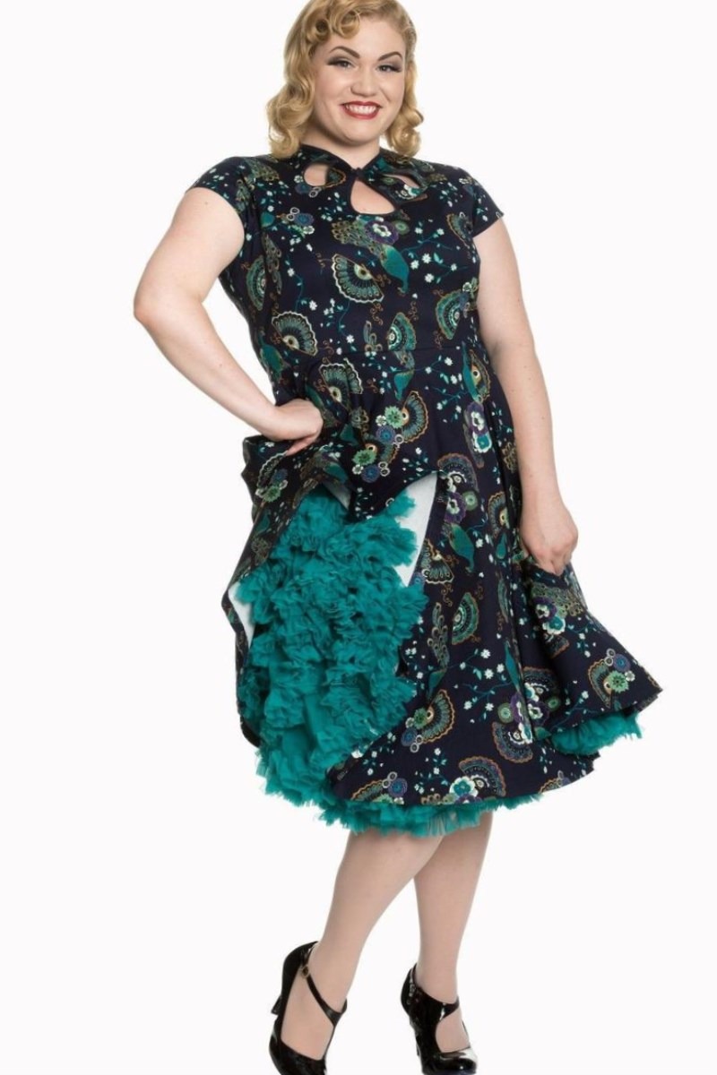 Banned Proud Peacock Cut Out Plus Size Dress