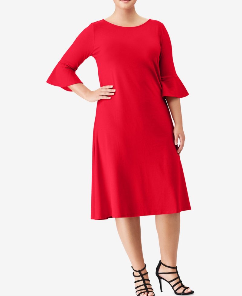 Cute Bell Sleeved Red Dress